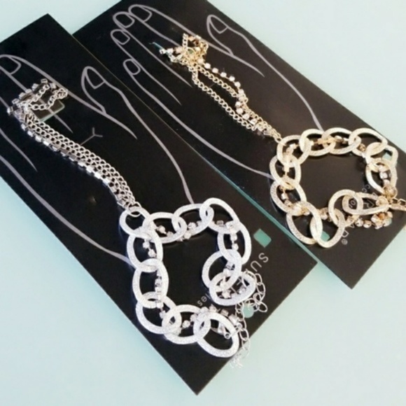 SILVER OR GOLD RING HAND BRACELET - Picture 3 of 3